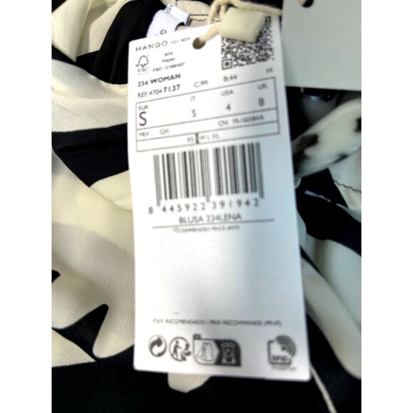 Mango Women's Black and White Halter Blouse Sz 4 (Eu 36) - NWT - Picture 7 of 10